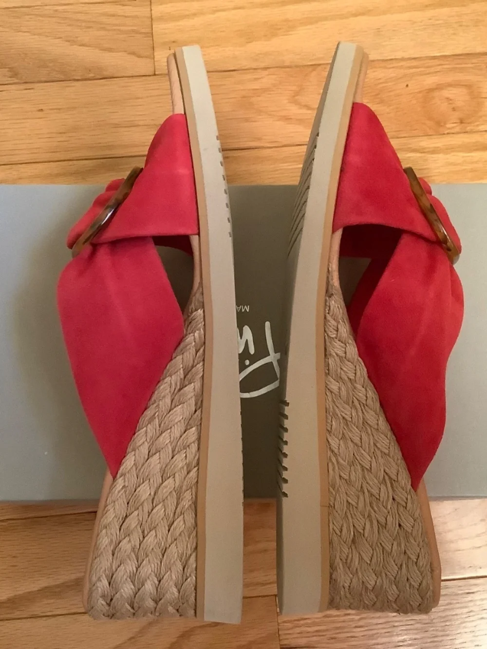 Pinaz Suede Slide Buckle Espadrilles Wedge Sandal Cherry SZ 9/ EU 40